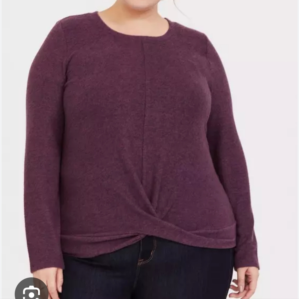 Torrid Super Soft Plush Top Heather Purple Twist Hem Woman Plus 2X